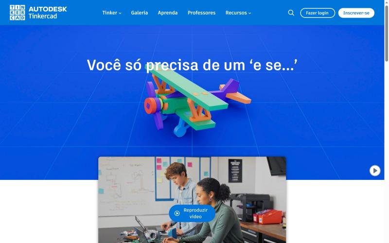 Página inicial do Tinkercad